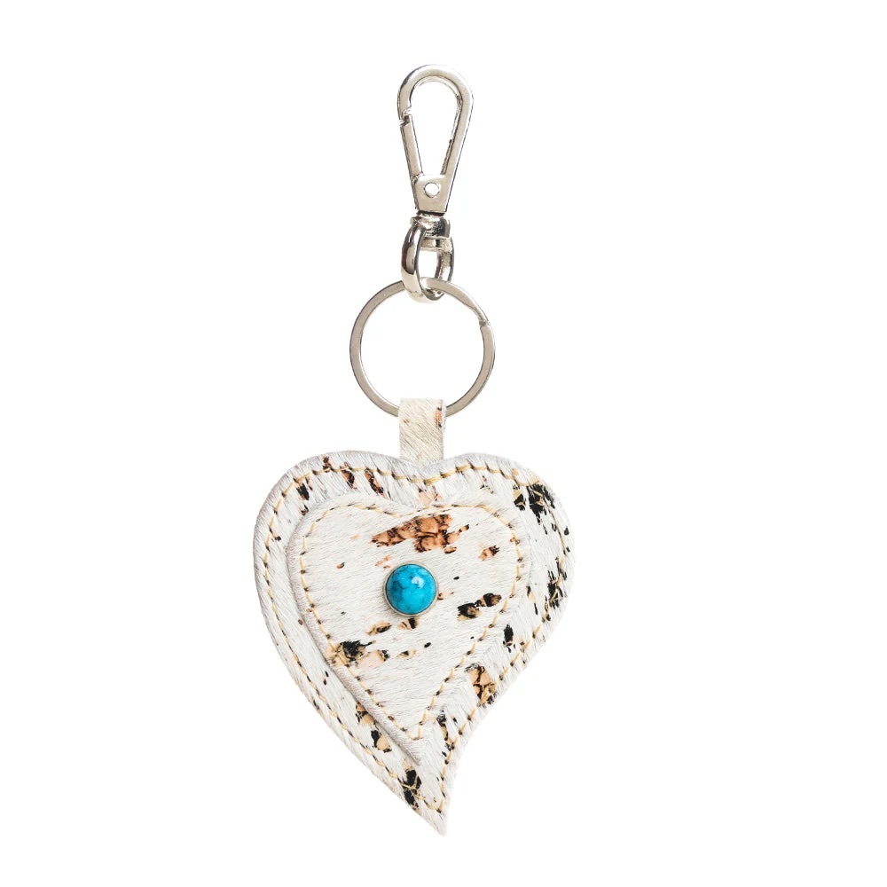Heart-Shaped Keychain with Turquoise Accent